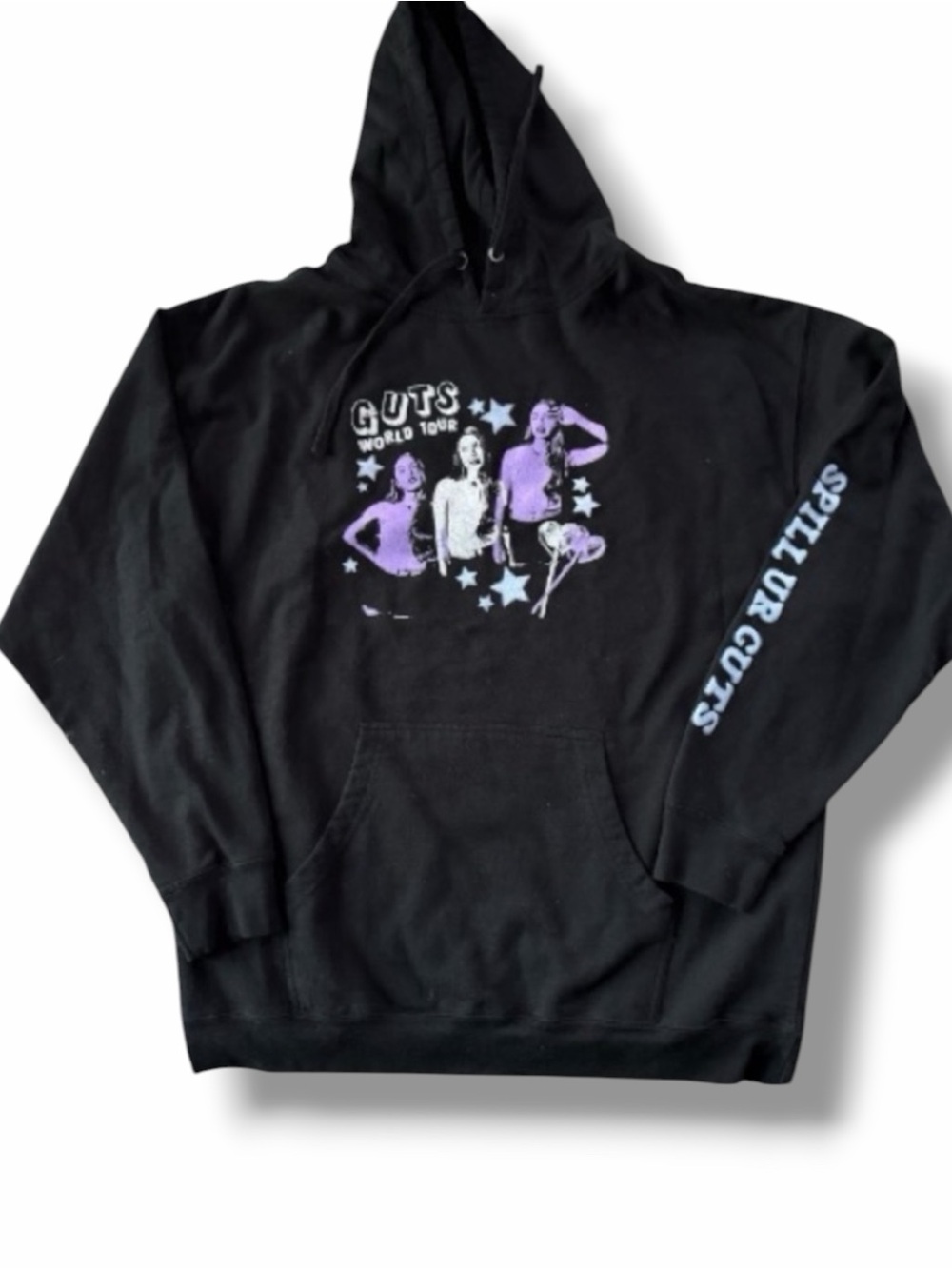 Olivia Rodrigo Spill Your Guts Concert Merch Hoodie Black Purple Sparkly XXL